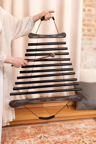 38" Meditation Flow Chime, 432 Hz, 10 Notes, E Minor, Black