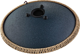 16" Octave Steel Tongue Drum, D Amara, Lasered Floral Design, Navy Blue